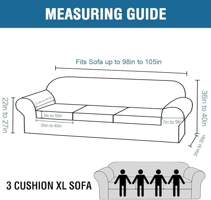 H.VERSAILTEX Modern Velvet Plush 4 Piece High Stretch Sofa Slipcover Furniture Protector Form Fit Velvet Extra Large Sofa Cover for 3 Cushion Couch Width Up to 105 Inch (XL Sofa, Porcelain White)
