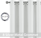 Yakamok 96 Inch Length Room Darkening Drapes Blackout Curtains for Bedroom,Thermal Insulated Grommet Curtain Panels for Living Room,52W x 96L,Greyish White, One Pair