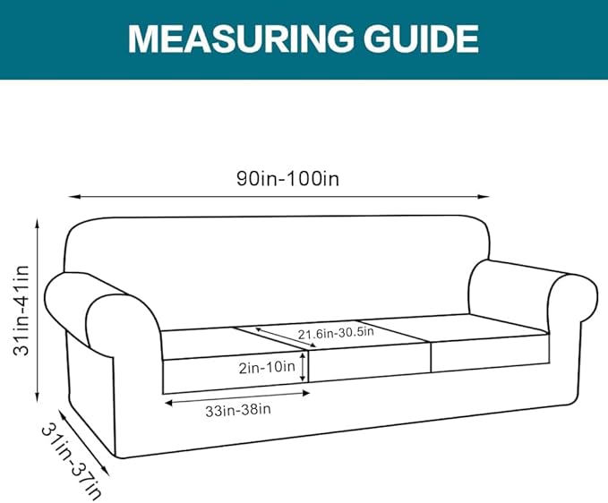 Turquoize 4 Piece Sofa Covers for 3 Cushion Couch Sofa Slipcover Soft Couch Cover for Dogs Washable Furniture Cover with 3 Individual Large Cushion Covers Feature Fabric (Large Sofa, Olive)