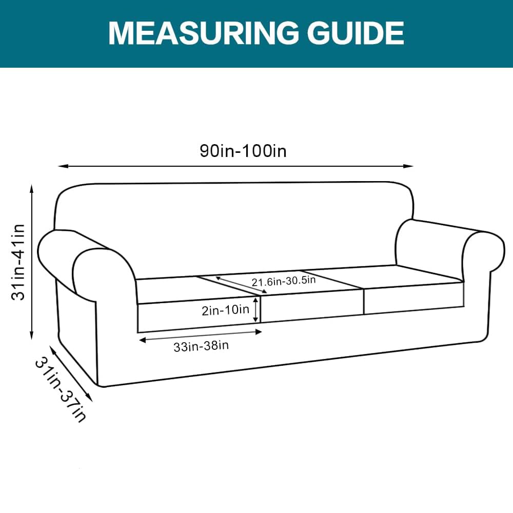 Turquoize 4 Piece Sofa Covers for 3 Cushion Couch Sofa Slipcover Soft Couch Cover for Dogs Washable Furniture Cover with 3 Individual Large Cushion Covers Feature Fabric (Large Sofa, Dark Cyan)