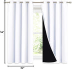 NICETOWN 100% Blackout Curtains 54 inches Long, Double-Deck Completely Blackout Window Treatment Thermal Insulated Lined Drapes for Small Window (White, 1 Pair, 52 inches Width Each Panel)