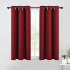 NICETOWN Blackout Curtains & Drapes for Bedroom, Burgundy Red, W34 x L48, Set of 2, Triple Weave Grommet Top Thermal Insulated Light Blocking Panels for Bathroom/Living Room