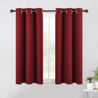 NICETOWN Blackout Curtains & Drapes for Bedroom, Burgundy Red, W34 x L48, Set of 2, Triple Weave Grommet Top Thermal Insulated Light Blocking Panels for Bathroom/Living Room