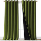 NICETOWN Full Shading Curtains for Windows, Olive Green, Pack of 2, 70 inches W x 95 inches L, Super Heavy-Duty Black Lined Blackout Curtains for Bedroom, Privacy Assured Window Treatment