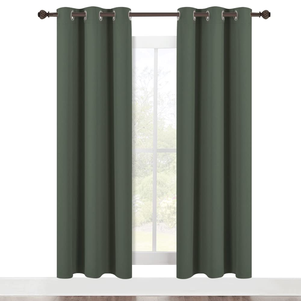 NICETOWN Kitchen Blackout Curtains 72 inches 2 Panels Set, Thermal Insulated and Privacy Room Darkening Drape Panels for Boy's Guest Room Door Window (Dark Mallard, W42)
