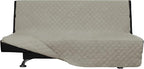 Easy-Going Futon Sofa Slipcover Reversible Sofa Cover Armless Couch Cover Water Resistant Pets, Kids, Children, Dog, Cat (Beige/Beige)