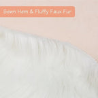 duduta White Faux Sheepskin Throw Rug 2x3 ft, Fluffy Shag Fur Chair Cover Small Bedside Dorm Rug Non Slip Washable