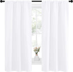 NICETOWN White Curtains for Bedroom, Short Curtains & Draperies for Small Window, Home Decoration Draperies (34 in x 63 in (W x L), 2 PCs)