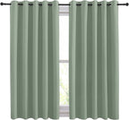 NICETOWN Thermal Insulated Greyish Green Curtains Blackout Draperies, Window Treatment Solid Grommet Room Darkening Drape Panels for Bedroom (Set of 2, 70 by 54 inches Long)