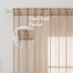 MIULEE 2 Panels Solid Color Sheer Window Curtains Elegant Window Voile Panels/Drapes/Treatment for Bedroom Living Room (54X72 Inches Brown)