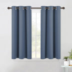 NICETOWN Thermal Insulated Curtains Blackout Draperies, Window Treatment Solid Grommet Room Darkening Drape Panels for Bedroom (Set of 2 Panels, 42 by 45 Inch Long, Stone Blue Blue)