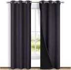 NICETOWN Blackout Curtains 84 inches Long, 2 Pieces, 42" Wide Each Panel, Greyish Purple, Full Light Blocking Drapes with Black Liner for Nursery, Thermal Insulated Draperies for Hall, Villa
