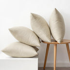 MIULEE Pack of 4 Decorative Outdoor Throw Pillow Covers Linen Waterproof Pillow Covers Summer Farmhouse Cushion Cases for Patio Garden Tent Balcony Couch Sofa 16x16 Inch Beige