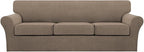 Turquoize 4 Piece Sofa Covers for 3 Cushion Couch Sofa Slipcover Soft Couch Cover for Dogs-Washable Sofa Furniture Covers with 3 Individual Large Cushion Covers (XL Sofa, Macchiato)