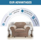 H.VERSAILTEX Rich Velvet Stretch 2 Piece Cover Chair Slipcover Sofa Cover Furniture Protector Couch Soft with Elastic Bottom Chair Couch Cover with Arms Width Up to 49 Inch(Chair,Camel)