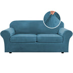 H.VERSAILTEX Real Velvet Plush 3 Piece Stretch Sofa Covers Couch Covers for 2 Cushion Couch Sofa Slipcovers Width Up to 90 Inch Feature Thick Soft Stay in Place (Large Sofa, Peacock Blue)