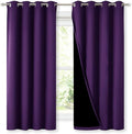 NICETOWN Extra Long Truly Blackout Drapes for Hall and Villa, 46-inch Width Each Panel, 45-inch Length, Royal Purple, 2 Pieces, 100% Blackout Window Curtains with Black Lined for Night Shift Worker