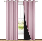 NICETOWN 100% Blackout Window Curtain Panels, Heat and Cold Blocking Drapes with Black Liner for Nursery, 84-inch Drop Thermal Insulated Draperies (Lavender Baby Pink, 2 Pieces, 42-inch Wide)