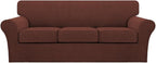 Turquoize 4 Piece Sofa Covers for 3 Cushion Couch Sofa Slipcover Soft Couch Cover for Dogs-Washable Sofa Furniture Cover with 3 Individual Cushion Covers (3 Cushion Sofa, Burnt Brick)