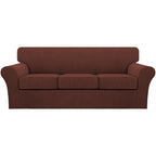 Turquoize 4 Piece Sofa Covers for 3 Cushion Couch Sofa Slipcover Soft Couch Cover for Dogs-Washable Sofa Furniture Cover with 3 Individual Cushion Covers (3 Cushion Sofa, Burnt Brick)