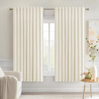 MIULEE Birch Back Tab Blackout Curtains 63 Inch Length 2 Panels Set for Living Room Bedroom Privacy, Rod Pocket/Pinch Pleat Thermal Insulated Room Darkening Pleated Light Blocking Drapes