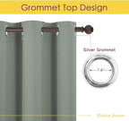NICETOWN Bedroom Curtain Panels Blackout Draperies, 1 Pair, 34 by 60 inches, Greyish Green, Thermal Insulated Solid Grommet Blackout Curtains/Drapes