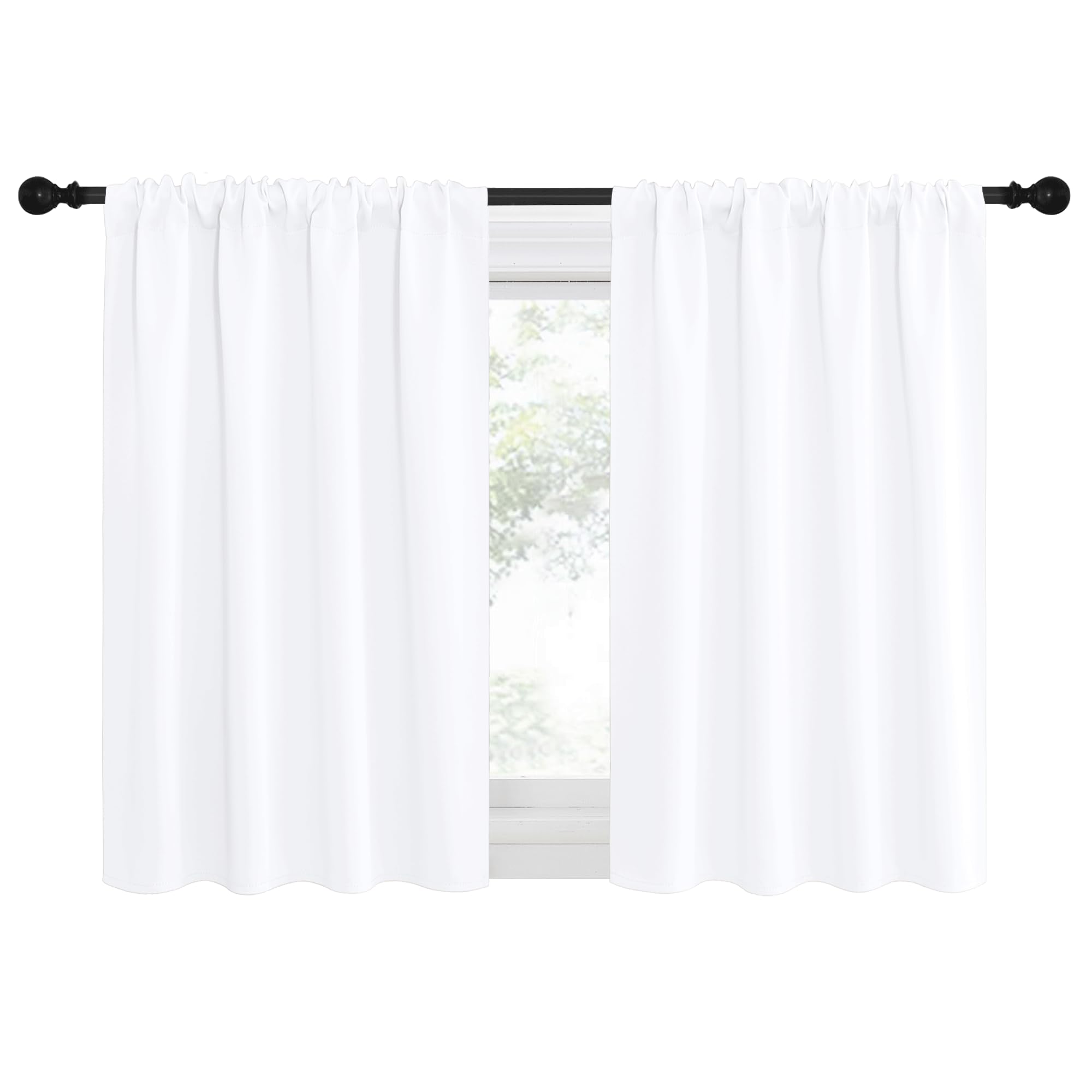 NICETOWN RV Curtains for Camper Windows, White Curtains for Kitchen Window, Home Decoration Light Filtering Curtains & Drapes for Small Window (29" Wide by 40inches Long, 1 Pair)