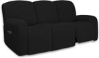 PureFit Super Stretch 3 Seats Recliner Chair Sofa Couch Cover with Pocket – Non Slip Soft Sofa Slipcover, Washable Spandex Reclining Furniture Protector for Kids, Pets (Recliner Sofa, Black)