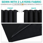 NICETOWN High-End Thermal Curtains, Full Blackout Curtains 84 Inches Long for Dining Room, Soundproof Window Treatment Drapes for Hall Room, Black, 42" Wide Per Panel, Set of 2 Panels
