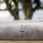 ORINOVA Grey Fluffy Faux Rabbit Washable Furry Fur Area Rugs for Bedroom Large Fuzzy Rug for Living Room Nursery Runner Rugs for Hallway 2x8 Rectangle Rug
