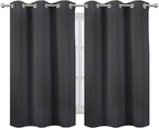 LEMOMO Dark Grey Blackout Curtains/38 x 54 Inch/Set of Two Panels Grommet Living Room Curtains