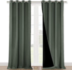 NICETOWN Dark Mallard 100% Blackout Curtains for Windows, Super Heavy-Duty Black Lined Total Darkness Drapes for Bedroom, Privacy Assured Window Treatment for Patio (2 PCs, 52 inches W x 108 inches L)