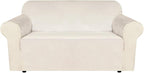 H.VERSAILTEX Stretch Velvet Loveseat Covers for 2 Cushion Couch Covers for Living Room Sofa Covers Slipcovers with Non Slip Straps Bottom, Ultra Thick Comfy Velour (Width 58"-72", Ivory)