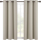 NICETOWN Modern Blackout Curtains Noise Reducing, Thermal Insulated and Privacy Room Darkening Drape Panels for Boy's Guest Room Door Small Short Window (Natural, 2 Panels, W42 x L54 -Inch)