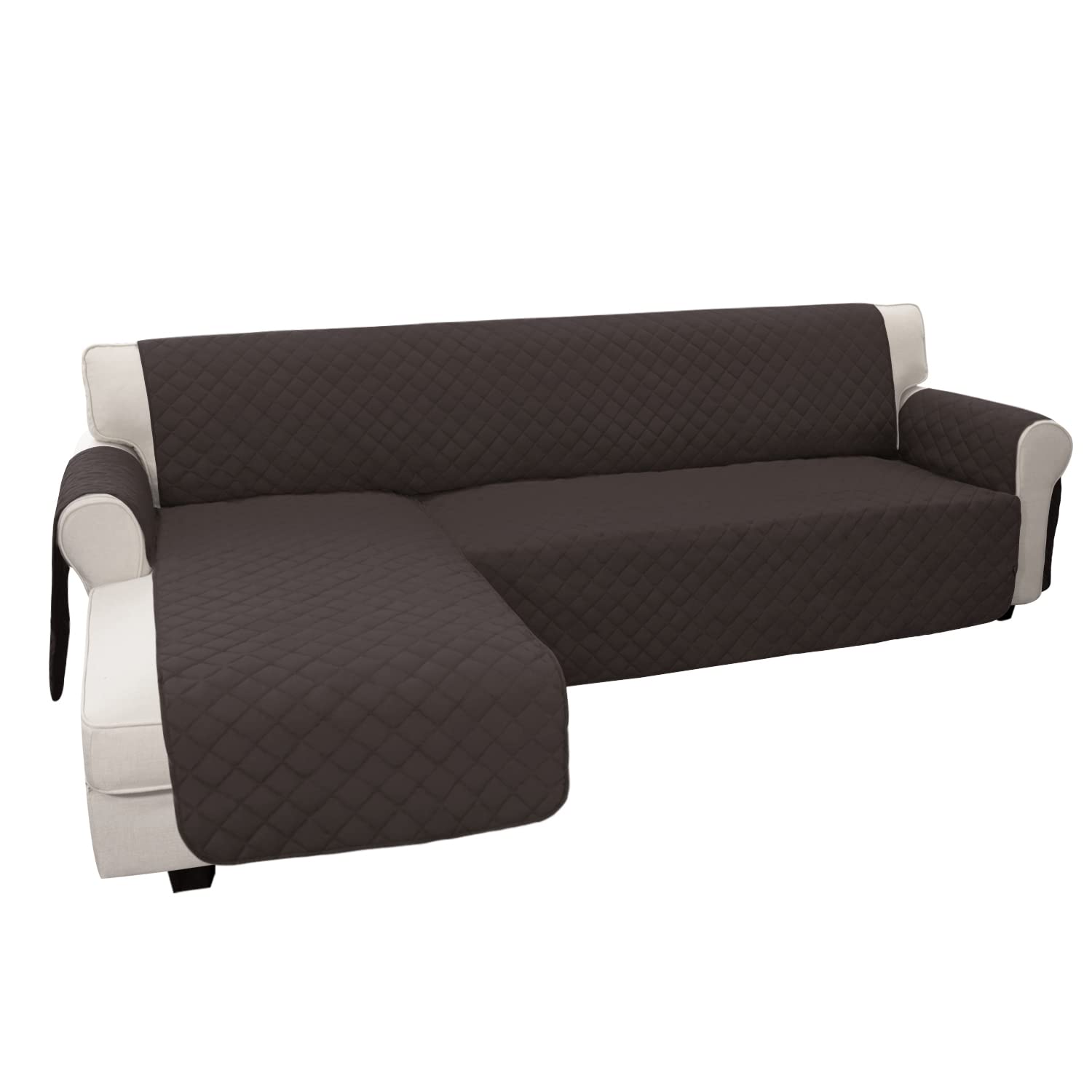 Easy-Going L Shape Sofa Slipcover Sectional Couch Cover - Reversible & Pet-Friendly (X-Large, Chocolate/Chocolate)
