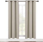 NICETOWN Modern Blackout Curtains Noise Reducing, Thermal Insulated and Privacy Room Darkening Drape Panels for Boy's Guest Room Door Window (Natural, 2 Panels, W42 x L72 -Inch)