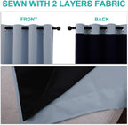 NICETOWN 100% Blackout Curtains 54 inches Long, Vintage Blue, 1 Pair, 42 inches Width Each Panel, Double-Deck Completely Blackout Window Treatment Thermal Insulated Lined Drapes for Small Window