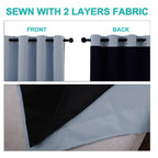 NICETOWN 100% Blackout Short Curtains with Black Liners, 2 Panels, 37" W by 50" L, Vintage Blue, Solid Thermal Insulated Full Blackout 2-Layer Lined Drapes, Energy Efficiency Window Drapes for Bedroom