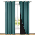 NICETOWN Complete 100% Blackout Curtain Set, Thermal Insulated & Energy Efficiency Window Draperies for Guest Room, Full Shading Panels for Shift Worker and Light Sleepers, Sea Teal, 42W x 84L, 2 PCs
