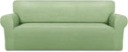 PureFit Super Stretch Sofa Slipcover – Spandex Non Slip Soft Couch Sofa Cover, Washable Furniture Protector with Non Skid Foam and Elastic Bottom for Kids, Pets （Oversized Sofa, Sage Green）