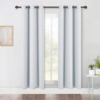 NICETOWN Room Darkening Window Curtain Panels, Easy-Care Solid Thermal Insulated Grommet Room Darkening Draperies/Drapes for Bedroom (2 Panels, 42 by 72, Platinum-Greyish White)