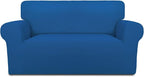 PureFit Super Stretch Sofa Slipcover – Spandex Non Slip Soft Couch Sofa Cover, Washable Furniture Protector with Non Skid Foam and Elastic Bottom for Kids, Pets （Loveseat, Classic Blue）