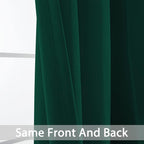Yakamok Dark Green Blackout Curtains for Bedroom, Room Darkening Thermal Insulated Grommet Window Curtains, Light Blocking Blackout Drapes for Living Room, 38Wx54L inch,2 Panels
