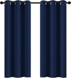 Yakamok 72 Inch Length Blackout Curtains for Bedroom, Thermal Insulated Room Darkening Grommet Top Window Drapes for Living Room,42W x 72L,Navy Blue,2 Panels