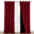 NICETOWN 100% Blackout Curtains with Black Liner Backing, Thermal Insulated Curtains for Living Room, Noise Reducing Drapes for Christmas, Burgundy Red, 52" x 120" Per Panel, Set of 2