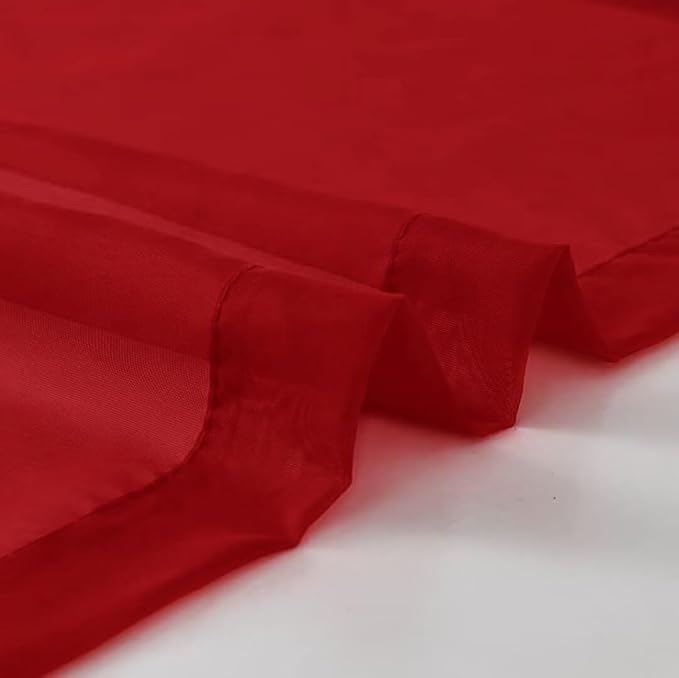 SpaceDresser Christmas Red Sheer Curtains 4 Panels Rod Pocket Semi-Sheer Curtain 63 Inches Long Light Filtering Voile Window Drapes for Bedroom Living Room Kitchen, Each 52W x 63L