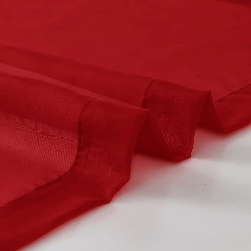 SpaceDresser Christmas Red Sheer Curtains 4 Panels Rod Pocket Semi-Sheer Curtain 90 Inches Long Light Filtering Voile Window Drapes for Bedroom Living Room Kitchen, Each 52W x 90L