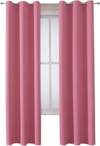 ChrisDowa Grommet Room Darkening Curtains for Bedroom and Living Room - 2 Panels Set Thermal Insulated Blackout Curtains (Pink, 42W x 84L )
