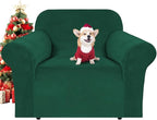 H.VERSAILTEX Stretch Velvet Armchair Cover Couch Covers 1 Cushion Chair Slipcover for Living Room Furniture Cover Crafted from Thick Comfy Rich Velour (Chair 31"-49", Christmas Green)