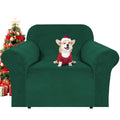 H.VERSAILTEX Stretch Velvet Armchair Cover Couch Covers 1 Cushion Chair Slipcover for Living Room Furniture Cover Crafted from Thick Comfy Rich Velour (Chair 31"-49", Christmas Green)